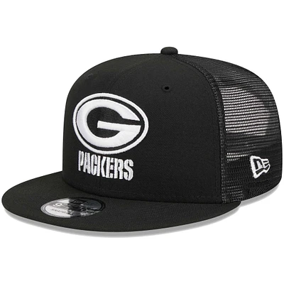 Men's New Era Black Green Bay Packers Main Trucker 9FIFTY Snapback Hat