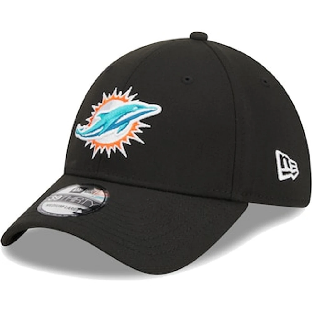 Men's New Era Black Miami Dolphins  Main 39THIRTY Flex Hat