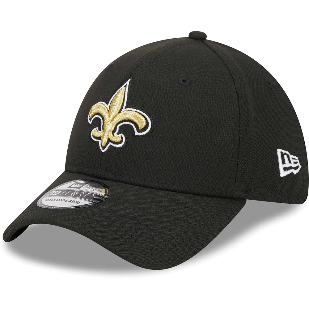 Men's New Era Black New Orleans Saints  Main 39THIRTY Flex Hat