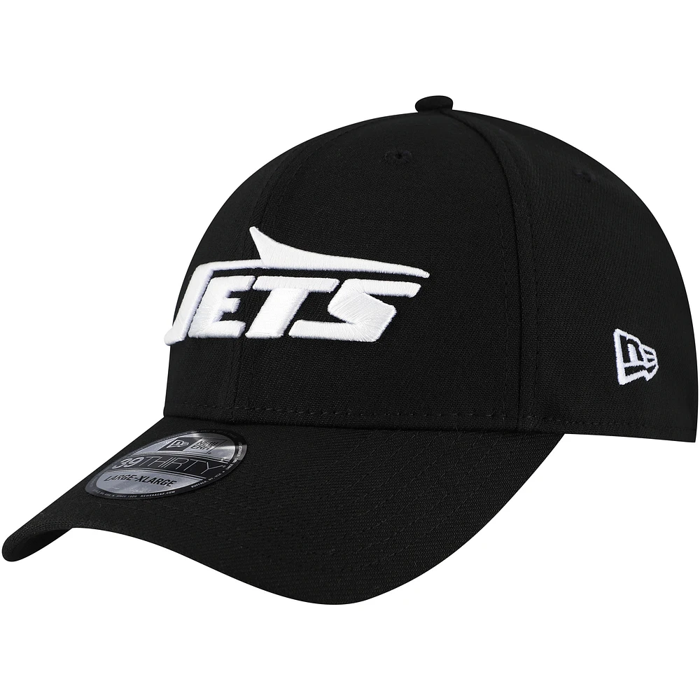 Men's New Era Black New York Jets  Main 39THIRTY Flex Hat