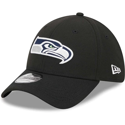 Men's New Era Black Seattle Seahawks  Main 39THIRTY Flex Hat