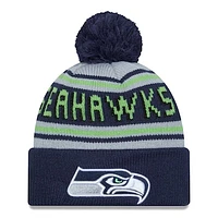 Men's New Era College Navy Seattle Seahawks Main Cuffed Knit Hat with Pom