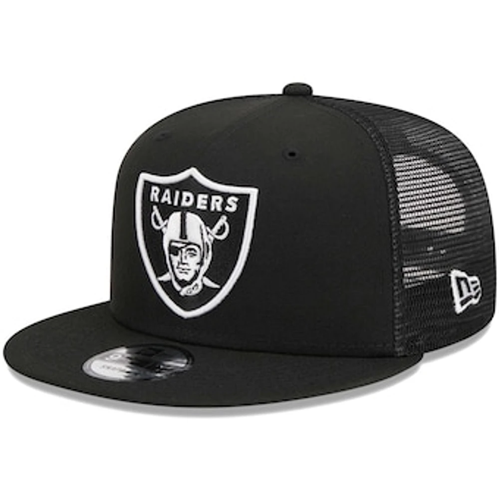 Men's New Era Black Las Vegas Raiders Main Trucker 9FIFTY Snapback Hat