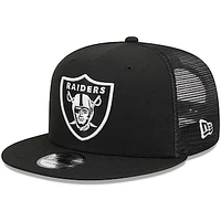 Men's New Era Black Las Vegas Raiders Main Trucker 9FIFTY Snapback Hat