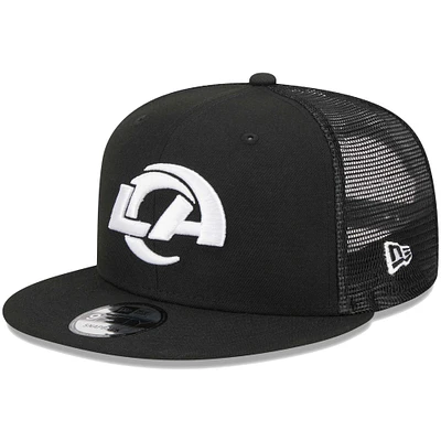 Men's New Era Black Los Angeles Rams Main Trucker 9FIFTY Snapback Hat