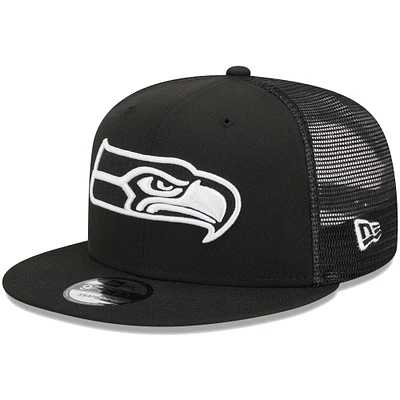 Men's New Era Black Seattle Seahawks Main Trucker 9FIFTY Snapback Hat