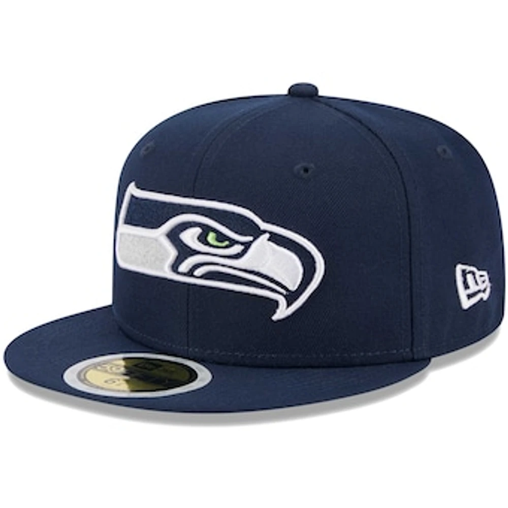 Youth New Era College Navy Seattle Seahawks Main 59FIFTY Fitted Hat