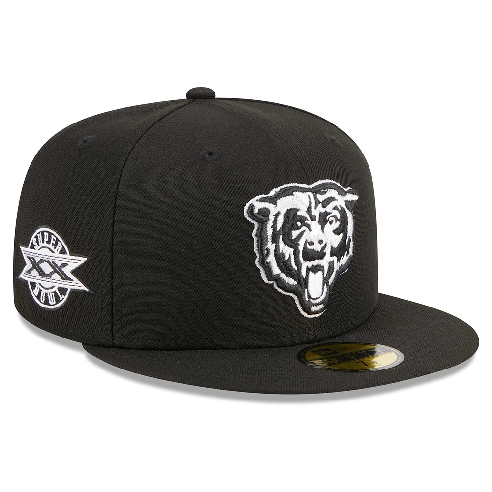 Men's New Era Black Chicago Bears Alternate Logo Main Patch 59FIFTY Fitted Hat