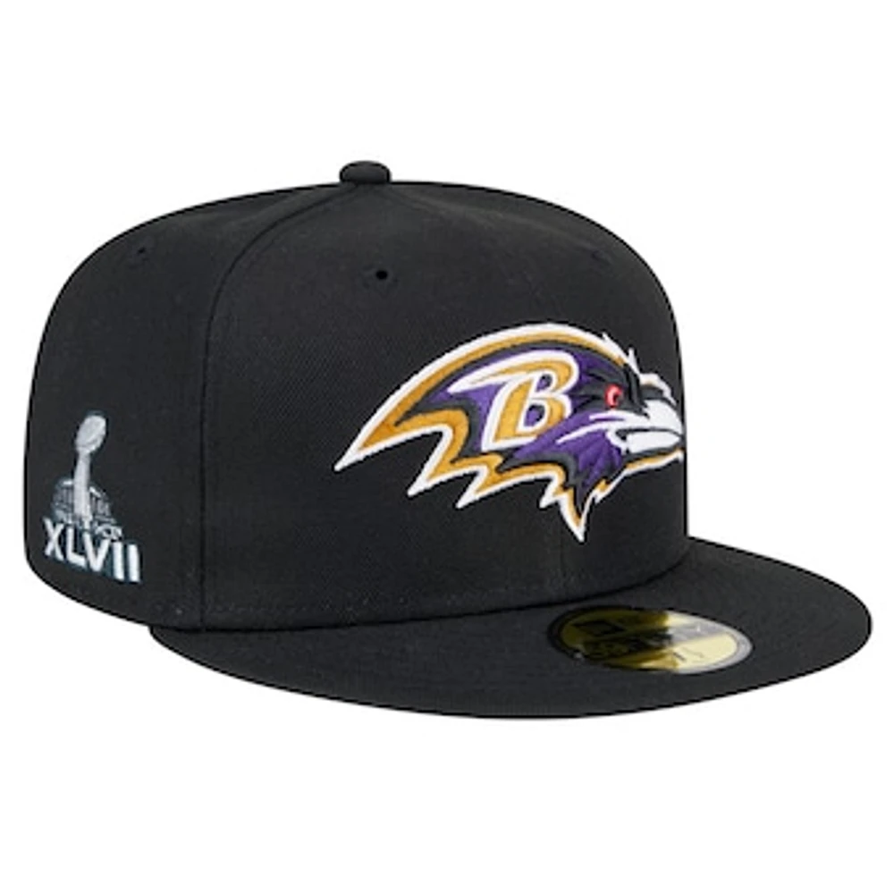 Men's New Era Black Baltimore Ravens  Main Patch 59FIFTY Fitted Hat