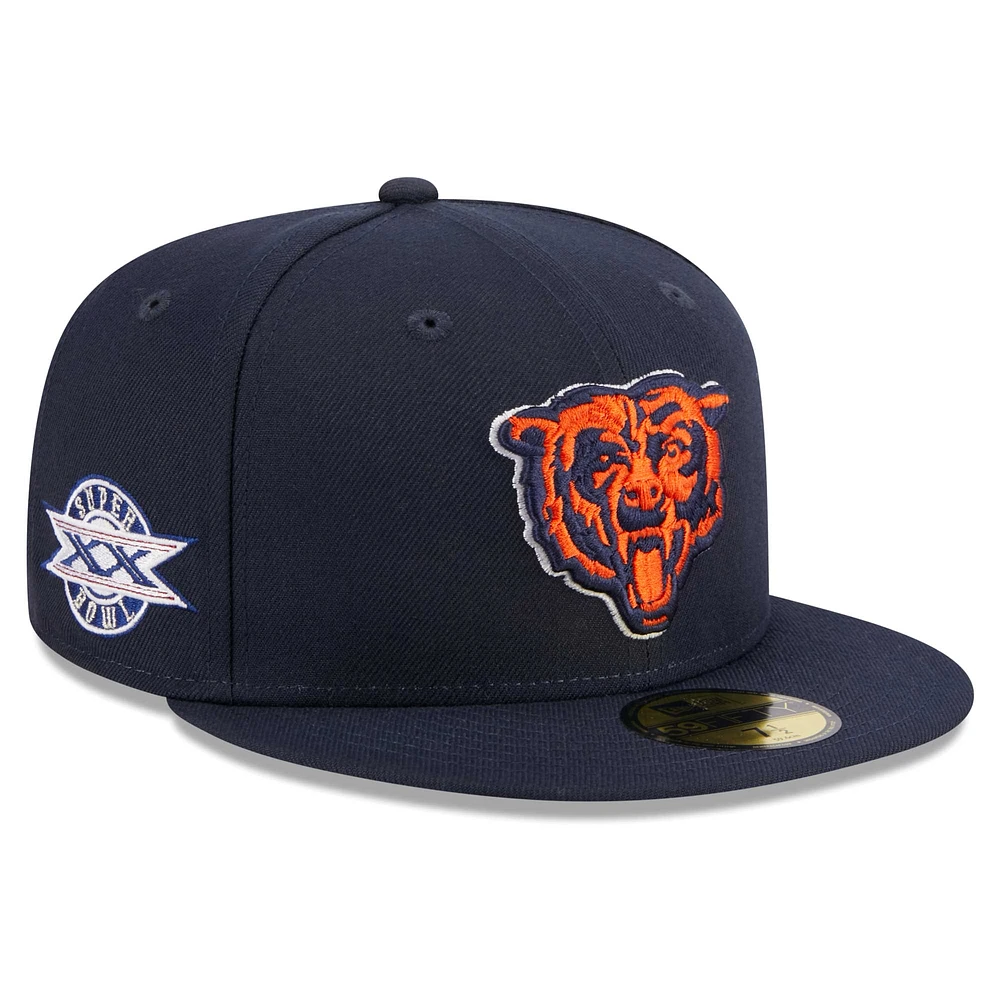 Men's New Era Navy Chicago Bears Alternate Logo Main Patch 59FIFTY Fitted Hat