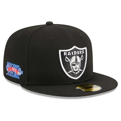 Men's New Era Black Las Vegas Raiders  Main Patch 59FIFTY Fitted Hat