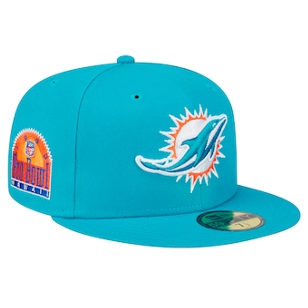 Men's New Era Aqua Miami Dolphins  Main Patch 59FIFTY Fitted Hat