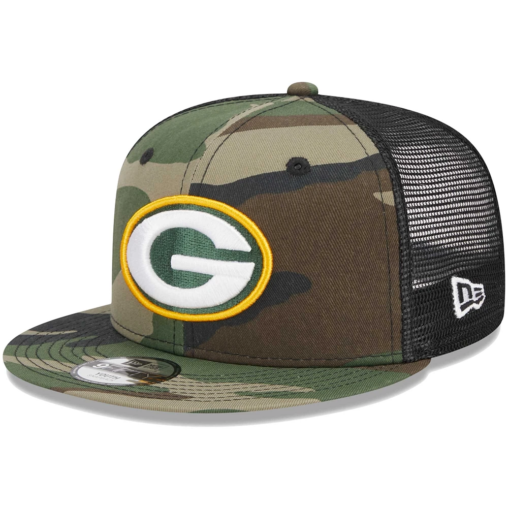 Youth New Era Camo Green Bay Packers  Main Trucker 9FIFTY Snapback Hat