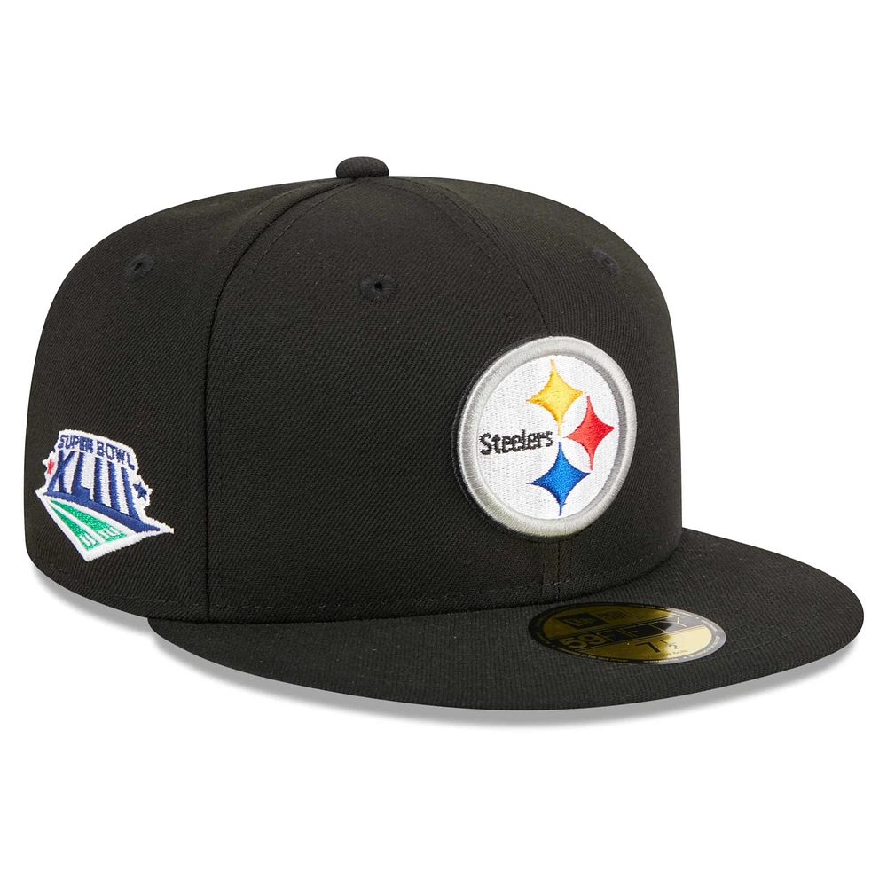 Men's New Era Black Pittsburgh Steelers  Main Patch 59FIFTY Fitted Hat