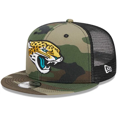 Youth New Era Camo Jacksonville Jaguars  Main Trucker 9FIFTY Snapback Hat