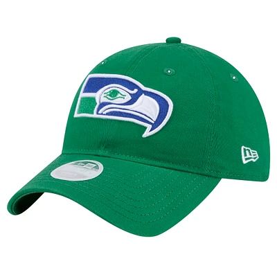 Women's New Era  Green Seattle Seahawks Throwback Main Core Classic 2.0 9TWENTY Adjustable Hat