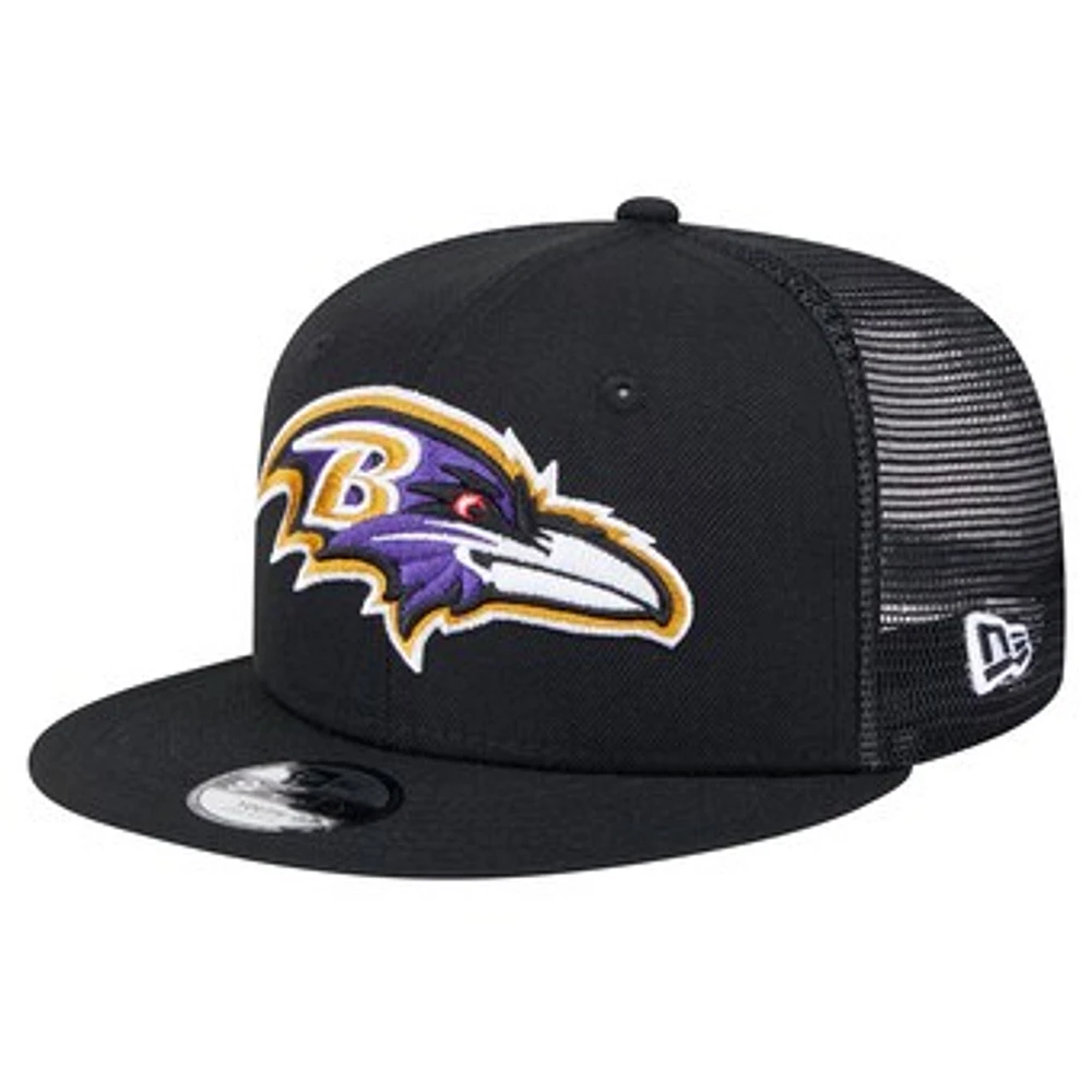 Youth New Era Black Baltimore Ravens  Main Trucker 9FIFTY Snapback Hat