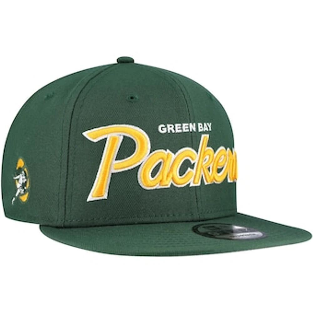 Men's New Era Green Green Bay Packers Main Script 9FIFTY Snapback Hat