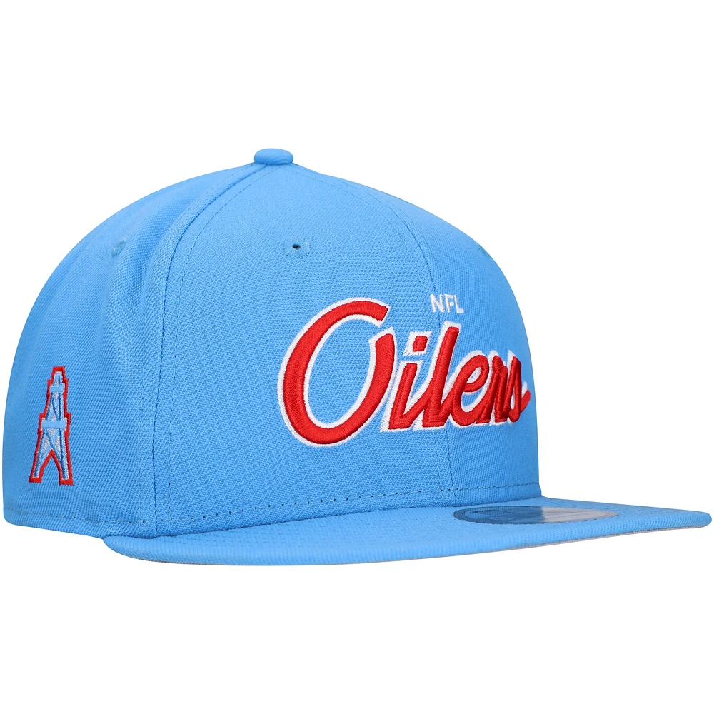 Men's New Era Light Blue Houston Oilers Gridiron Classics Main Script 9FIFTY Snapback Hat