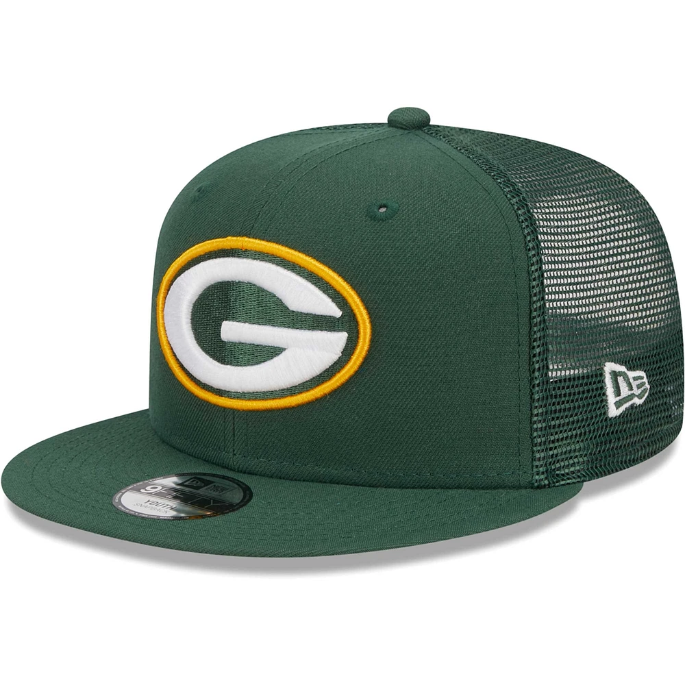 Youth New Era Green Green Bay Packers  Main Trucker 9FIFTY Snapback Hat