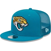 Youth New Era Teal Jacksonville Jaguars  Main Trucker 9FIFTY Snapback Hat