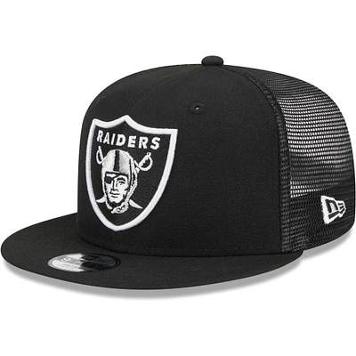 Youth New Era Black Las Vegas Raiders  Main Trucker 9FIFTY Snapback Hat