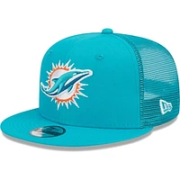 Youth New Era Aqua Miami Dolphins  Main Trucker 9FIFTY Snapback Hat