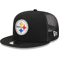 Youth New Era Black Pittsburgh Steelers  Main Trucker 9FIFTY Snapback Hat