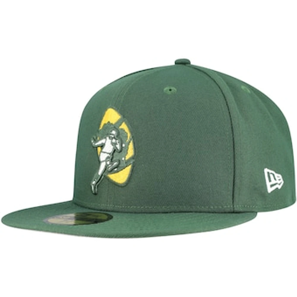 Men's New Era Green Green Bay Packers Throwback Main 59FIFTY Fitted Hat