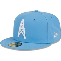 Men's New Era Light Blue Houston Oilers Gridiron Classics Throwback Main 59FIFTY Fitted Hat