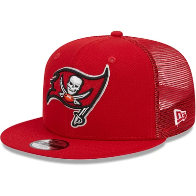 Youth New Era Red Tampa Bay Buccaneers  Main Trucker 9FIFTY Snapback Hat