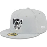 Men's New Era Gray Las Vegas Raiders Throwback Main 59FIFTY Fitted Hat