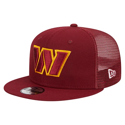 Youth New Era Burgundy Washington Commanders  Main Trucker 9FIFTY Snapback Hat