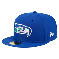 Men's New Era Royal Seattle Seahawks Throwback Main 59FIFTY Fitted Hat