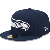 Men's New Era College Navy Seattle Seahawks  Main 59FIFTY Fitted Hat