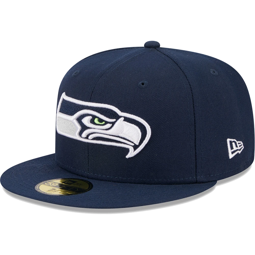 Men's New Era College Navy Seattle Seahawks  Main 59FIFTY Fitted Hat