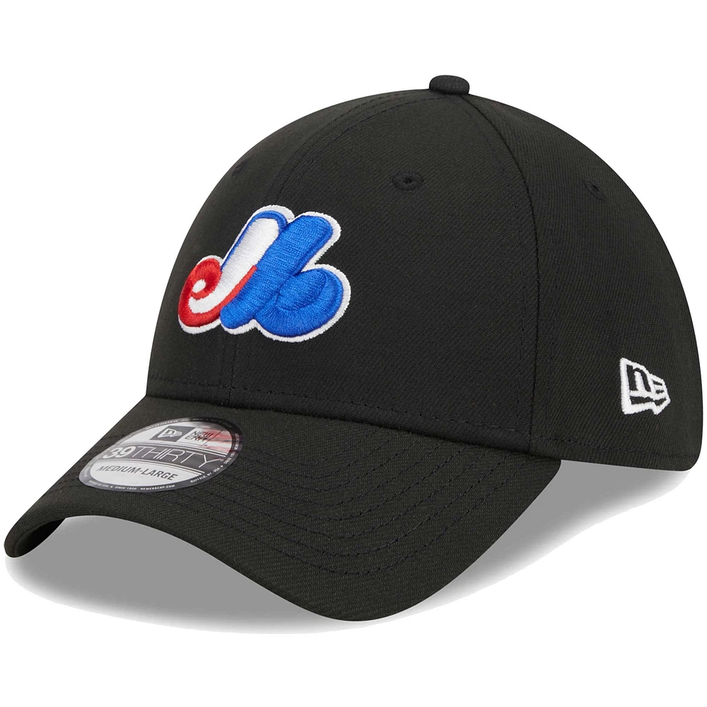 Men's New Era Black Montreal Expos Logo 39THIRTY Flex Hat