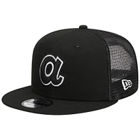 Men's New Era Black Atlanta Braves Trucker 9FIFTY Snapback Hat