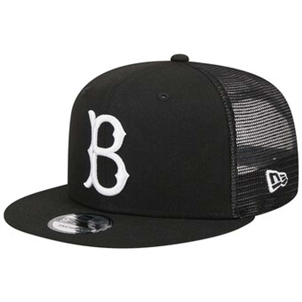 Men's New Era Black Brooklyn Dodgers Cooperstown Collection Trucker 9FIFTY Snapback Hat