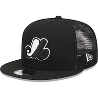 Men's New Era Black Montreal Expos Cooperstown Collection Trucker 9FIFTY Snapback Hat