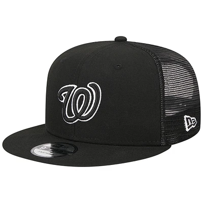 Men's New Era Black Washington Nationals Trucker 9FIFTY Snapback Hat