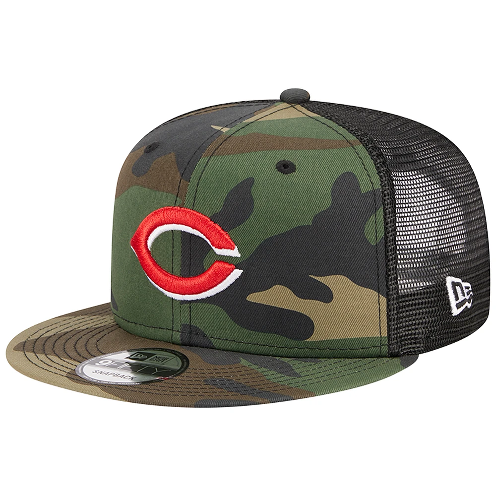 Men's New Era Camo Cincinnati Reds Woodland Camo Trucker 9FIFTY Snapback Hat