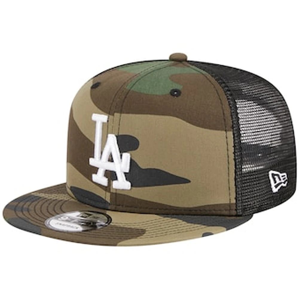 Men's New Era Camo Los Angeles Dodgers Woodland Camo Trucker 9FIFTY Snapback Hat