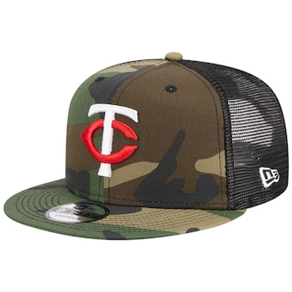 Men's New Era Camo Minnesota Twins Woodland Camo Trucker 9FIFTY Snapback Hat