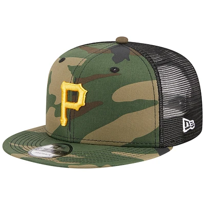 Men's New Era Camo Pittsburgh Pirates Woodland Camo Trucker 9FIFTY Snapback Hat