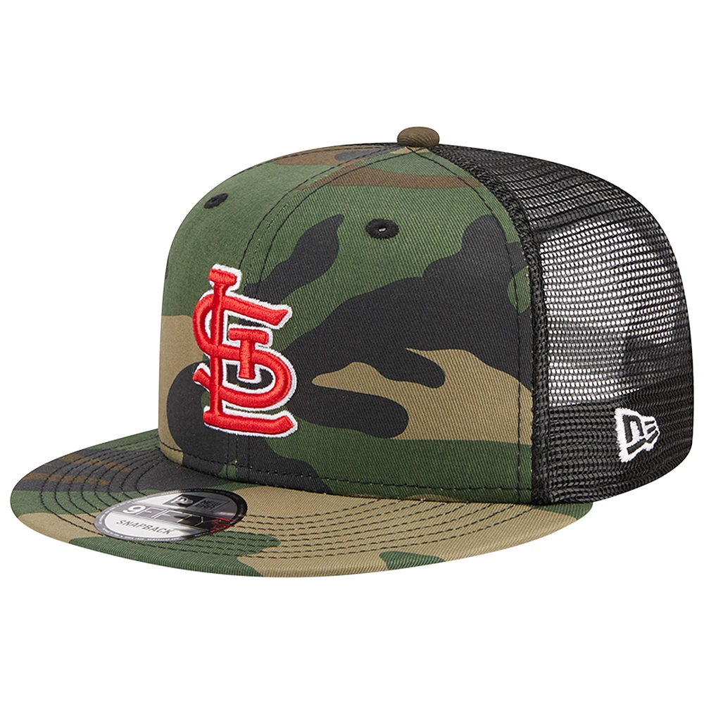 Men's New Era Camo St. Louis Cardinals Woodland Camo Trucker 9FIFTY Snapback Hat