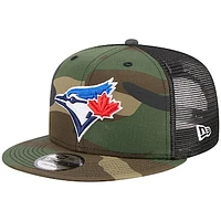 Men's New Era Camo Toronto Blue Jays Woodland Camo Trucker 9FIFTY Snapback Hat