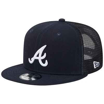 Men's New Era Navy Atlanta Braves Team Color Trucker 9FIFTY Snapback Hat