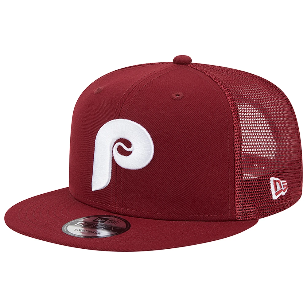 Men's New Era Burgundy Philadelphia Phillies Cooperstown Collection Team Color Trucker 9FIFTY Snapback Hat