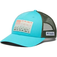 Men's Columbia PFG Teal Fish Flag Mesh Trucker Snapback Hat